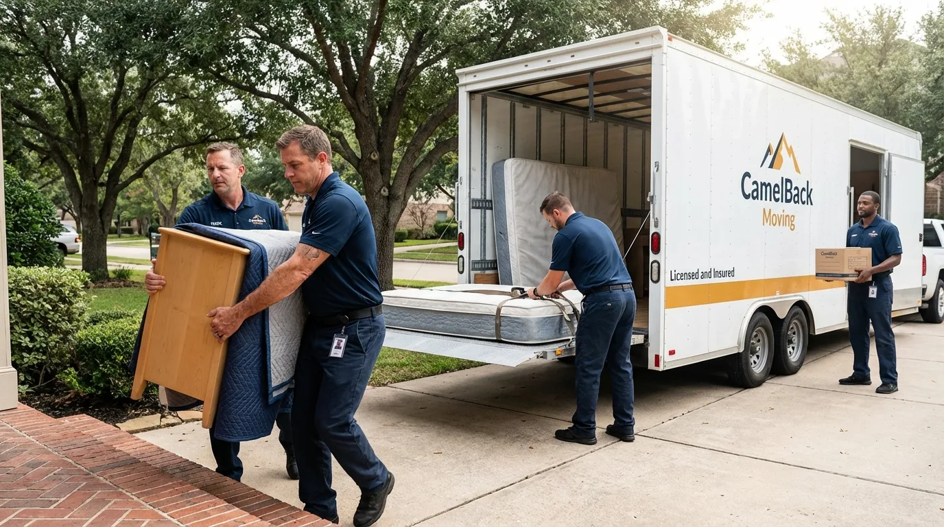 Crew loading residential truck for cross-state move from Colstrip, MT
