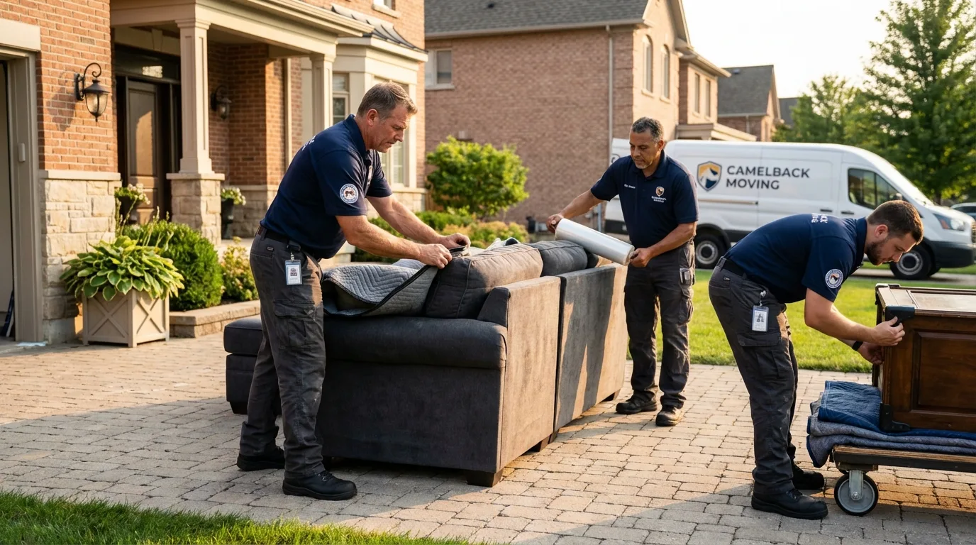 Large estate moving crew wrapping furniture in Colstrip, MT